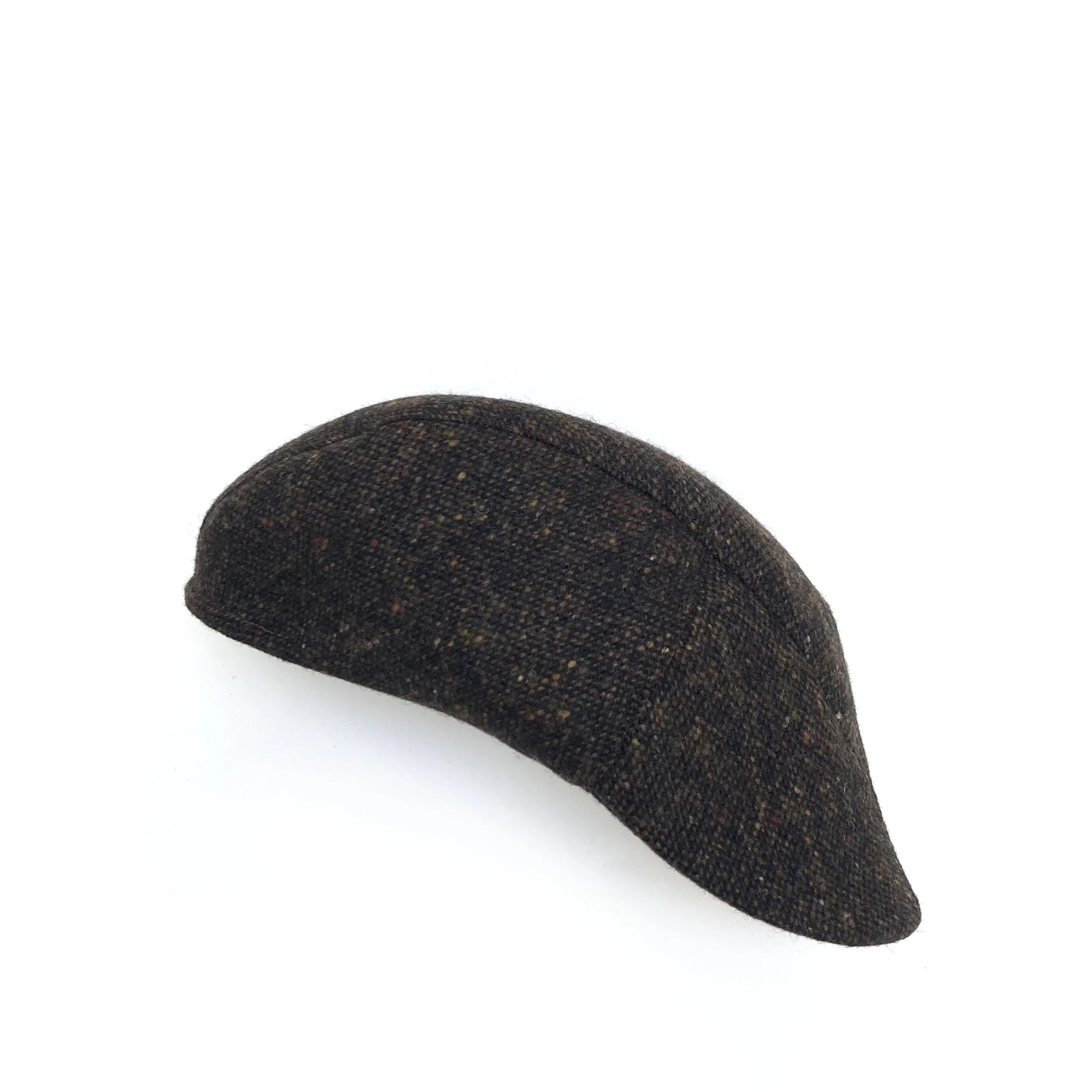 Wool Newsboy Style Cap by Karen Henriksen: 'Reeth' in brown Donegal tweed, from above
