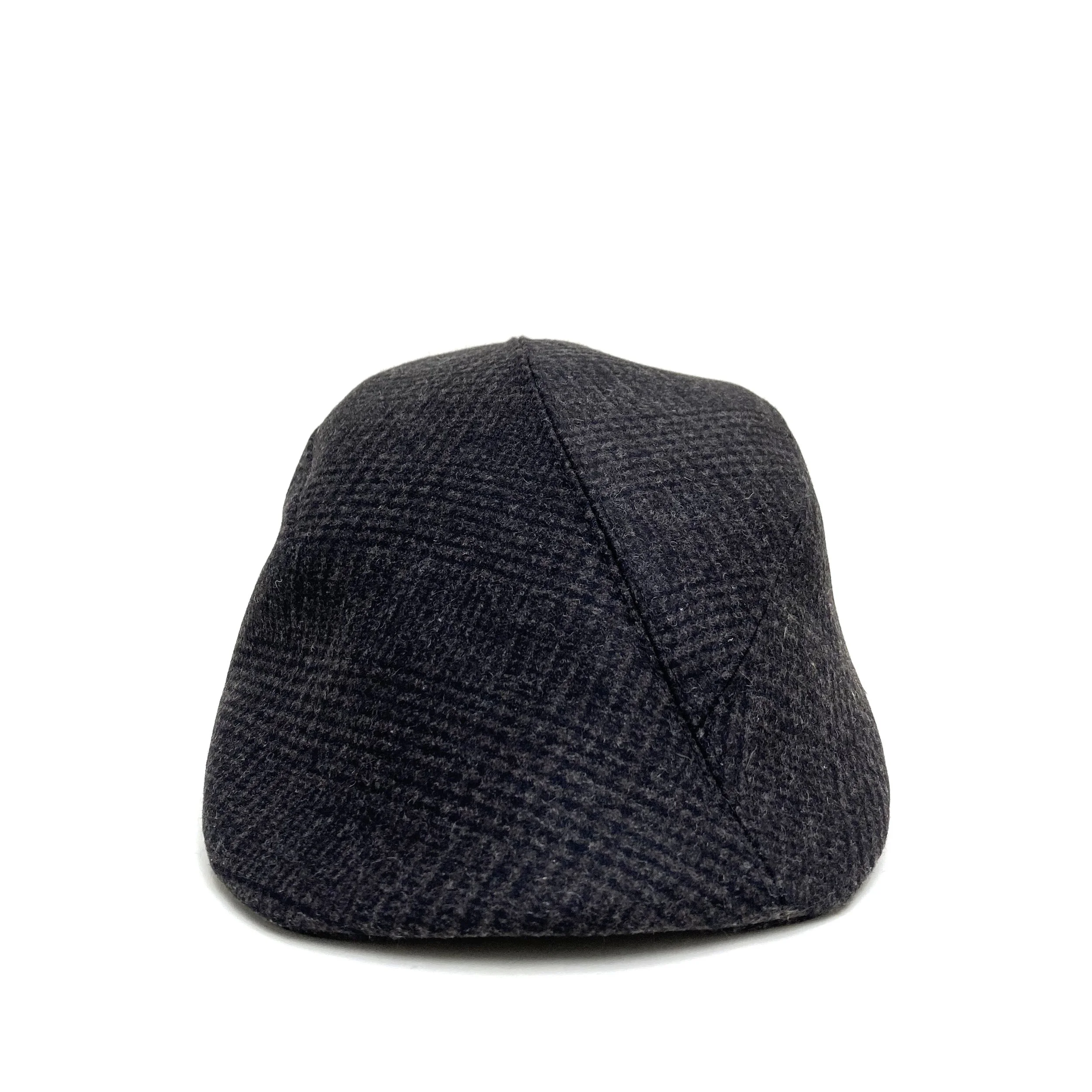 Melton Wool Flat Cap by Karen Henriksen: 'Helmsley' in brown and black check, front view