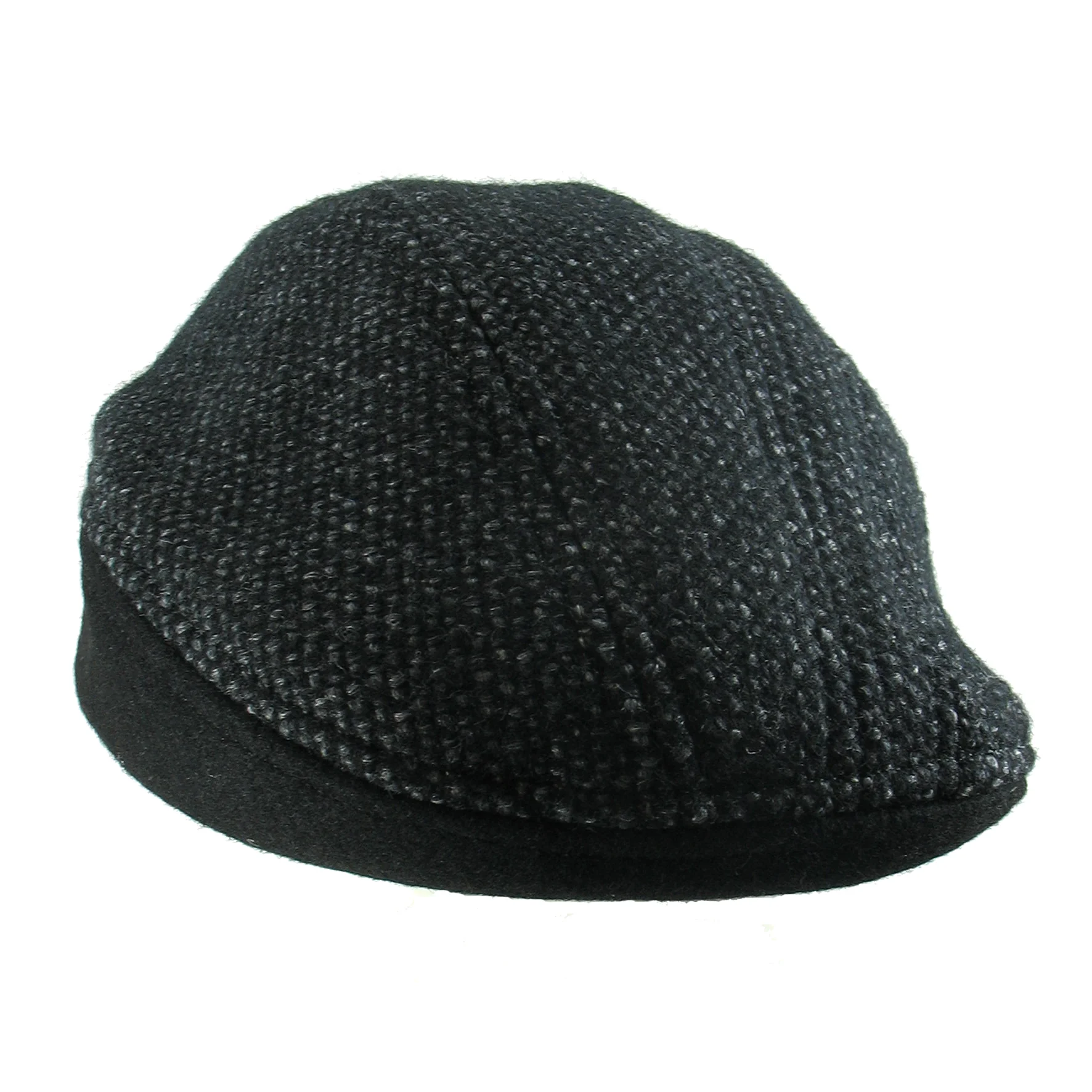 Tweed Beret Cap for Men - 'Gower' in Black and Charcoal - By Karen Henriksen