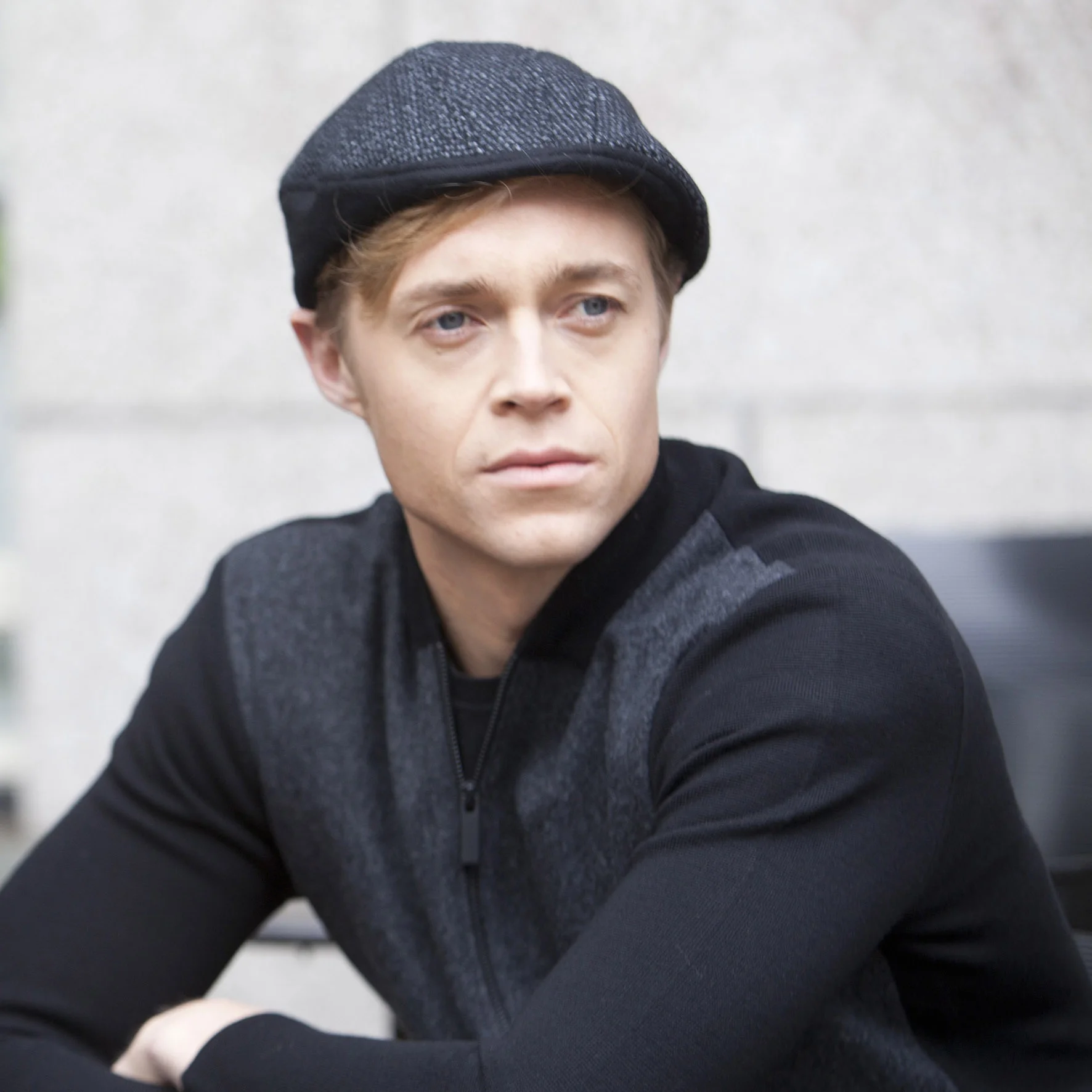 Tweed Beret Cap for Men - 'Gower' in Black and Charcoal - By Karen Henriksen