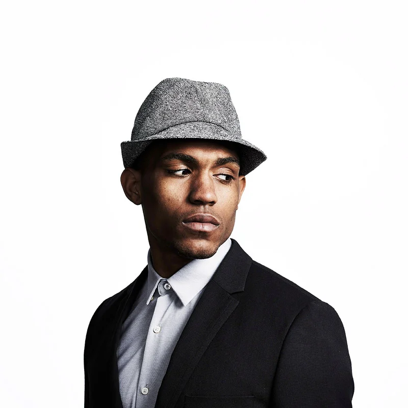 Silk Tweed Trilby Hat for Men - 'Denham' in Black and White