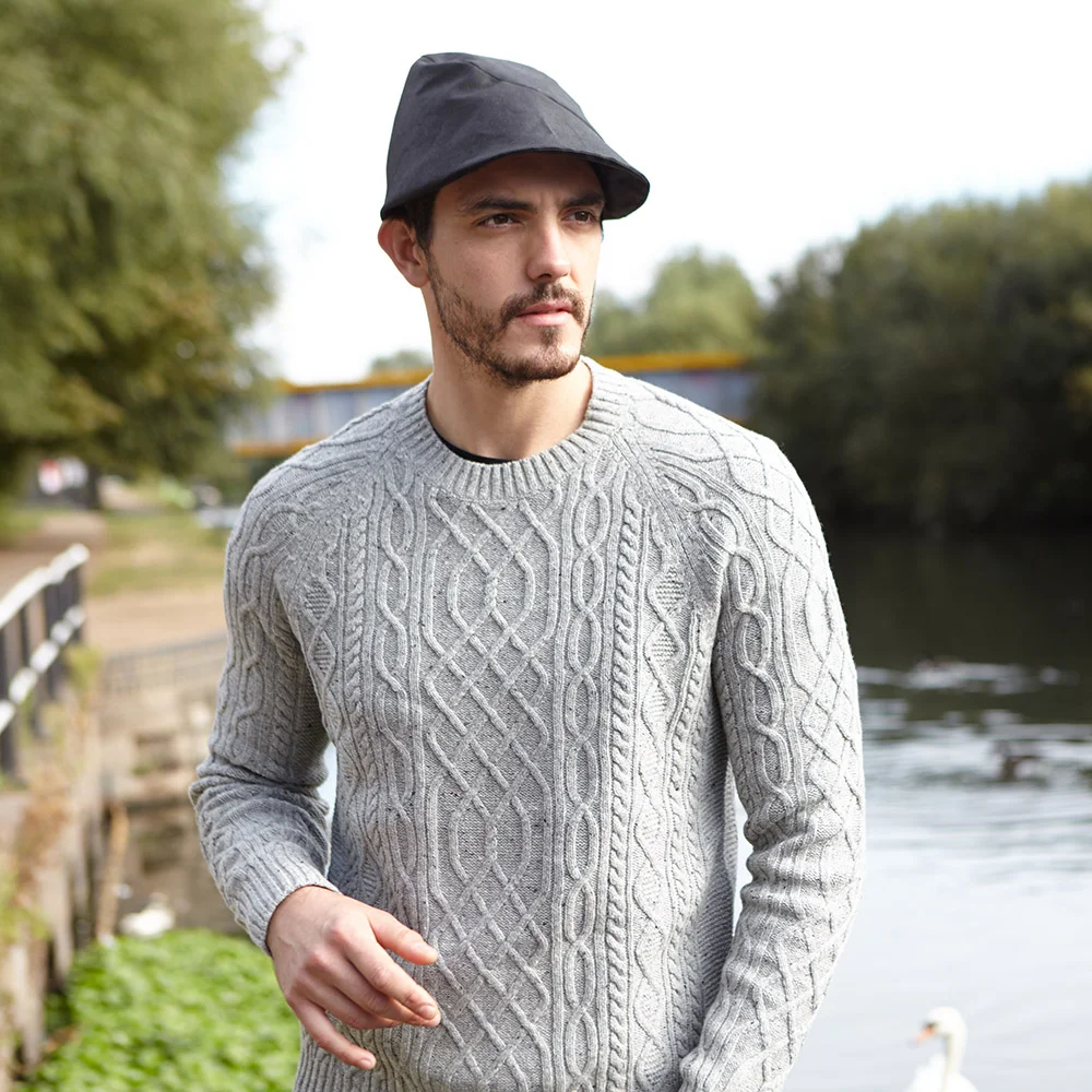 Classic Wax Cotton Rain Hat for Men - 'DC' Windswept Cap in Khaki or Black - By Karen Henriksen