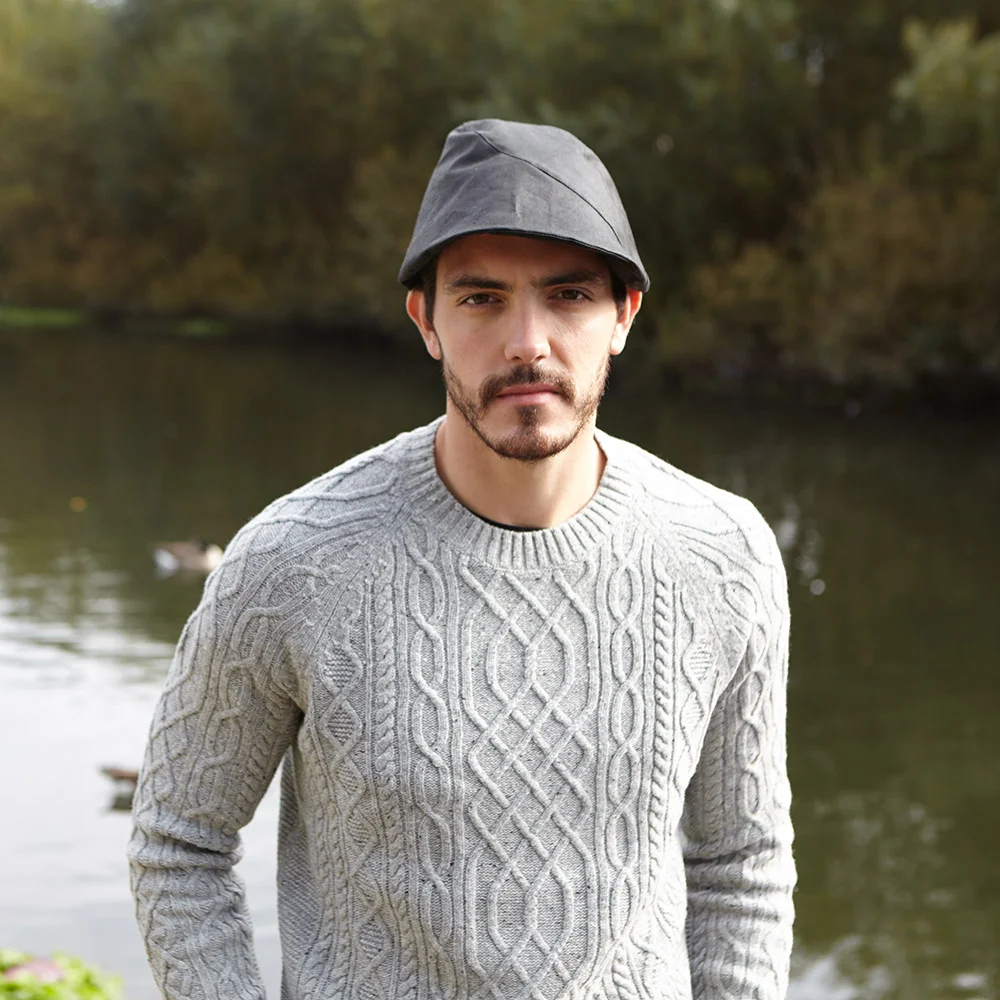 Classic Wax Cotton Rain Hat for Men - 'DC' Windswept Cap in Khaki or Black - By Karen Henriksen