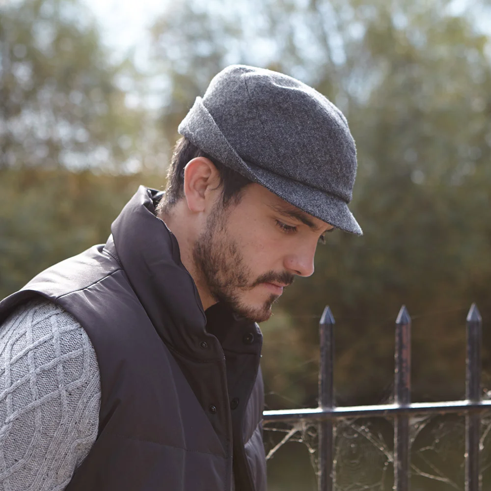 Wool Tweed Men's Trilby Hat - 'Hector' in Charcoal - By Karen Henriksen