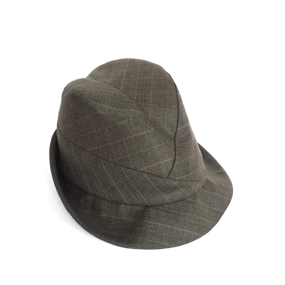 Lightweight Wool Suiting Women's Trilby Hat - 'Garbo' in soft greyish brown stripe by Karen Henriksen