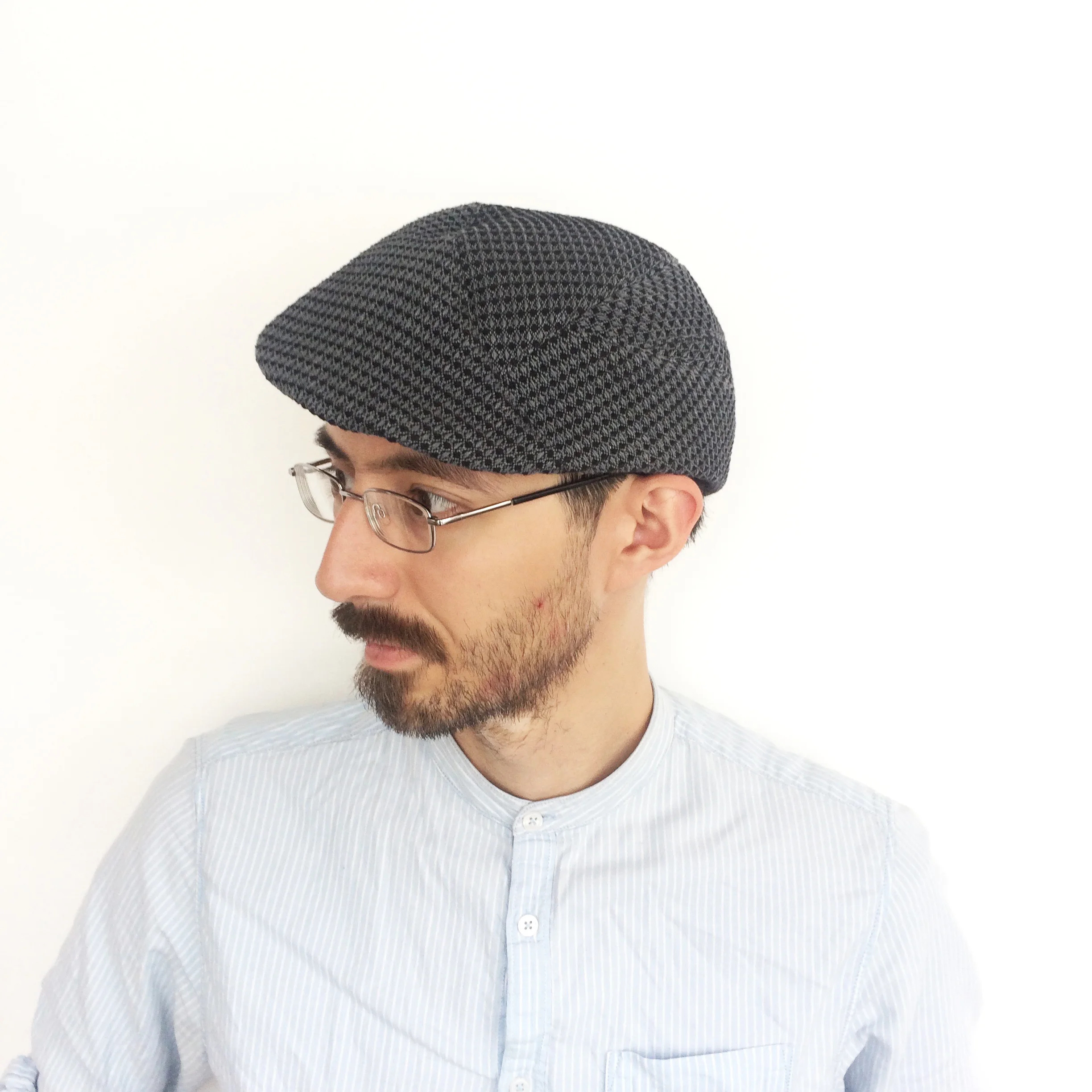 Organic Cotton Beret-Cap for Men - 'Assa' in grey and black - By Karen Henriksen