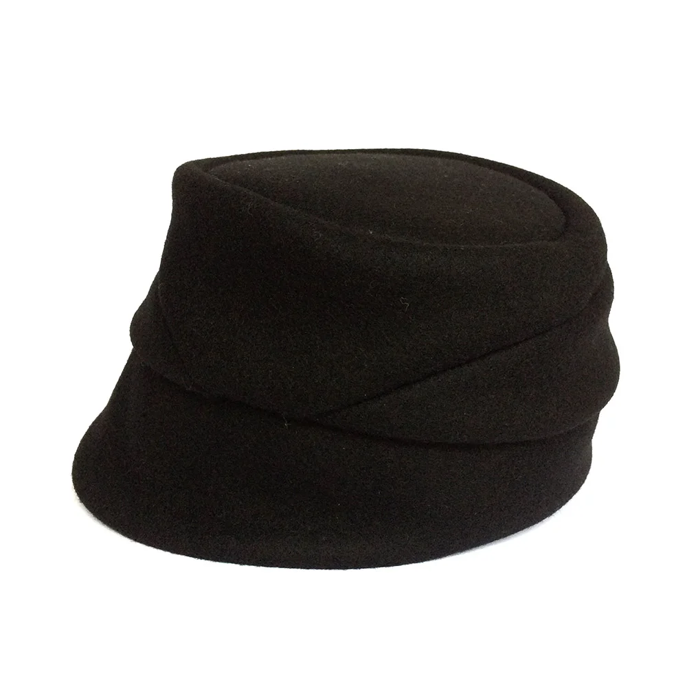 Melton Wool Women's Winter Cap - 'Louise' in black or dark navy by Karen Henriksen