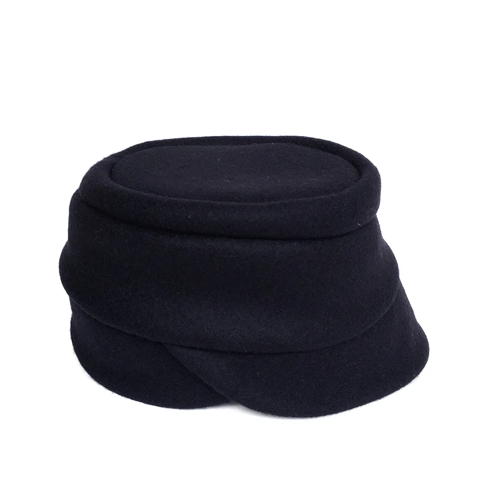 Melton Wool Women's Winter Cap - 'Louise' in black or dark navy by Karen Henriksen