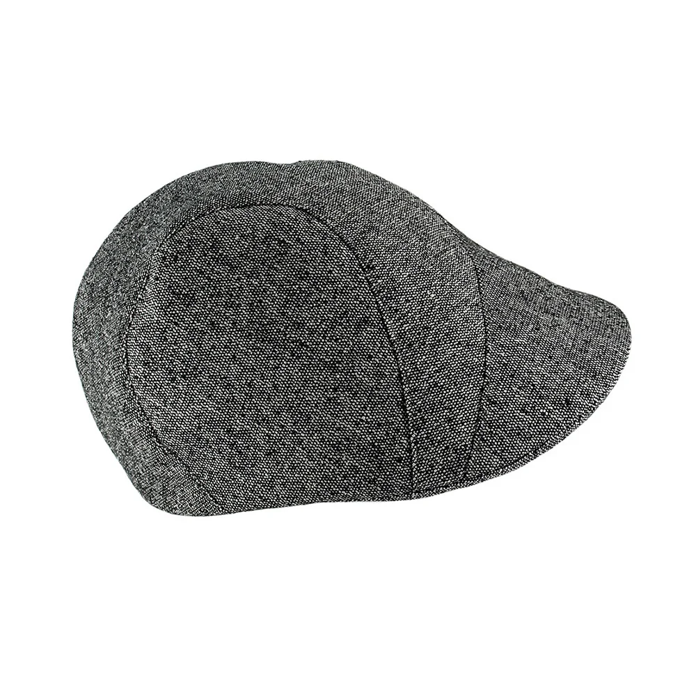 Silk Tweed Cap for Men - 'DC' Windswept in Black and White - By Karen Henriksen