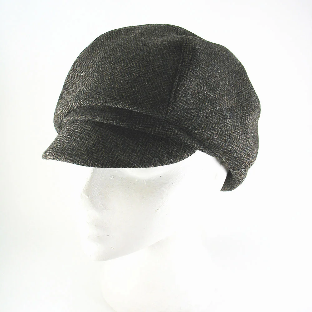 Women's Lambswool Herringbone Beret-Cap - 'Linda' in brown by Karen Henriksen