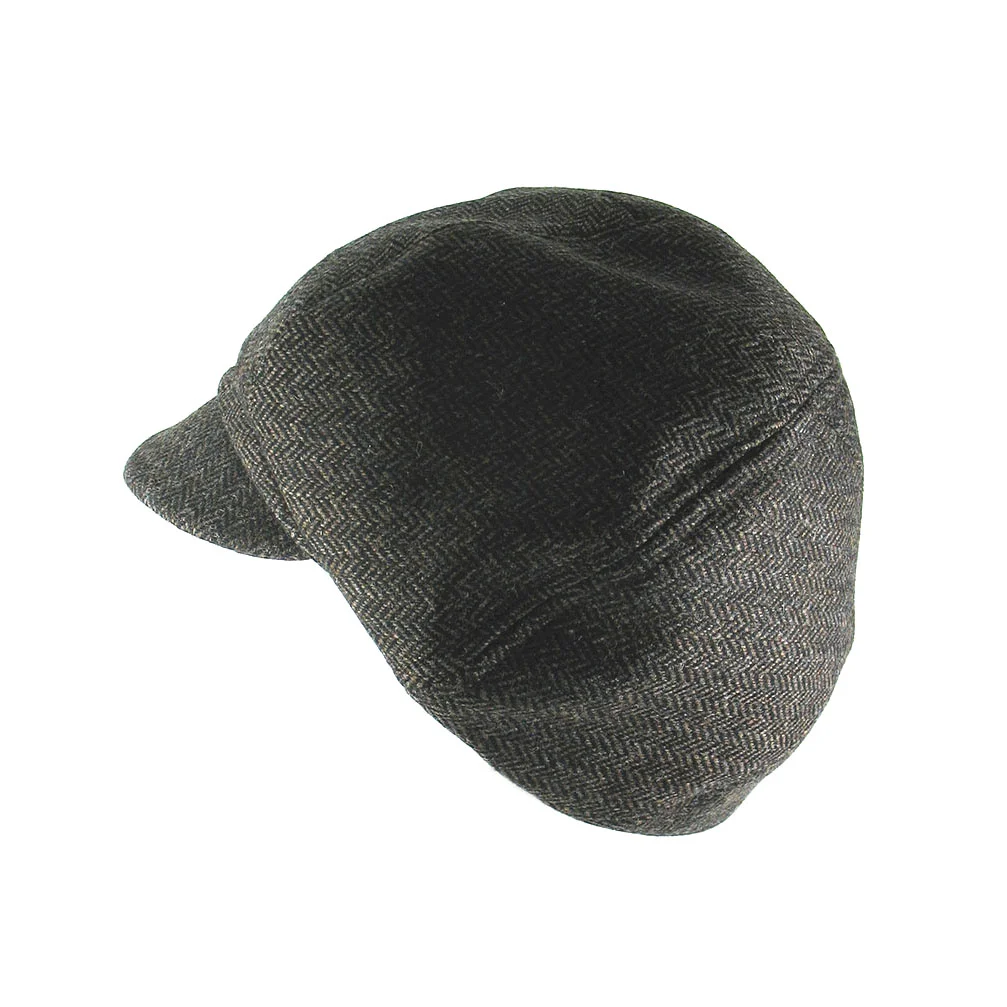 Women's Lambswool Herringbone Beret-Cap - 'Linda' in brown by Karen Henriksen