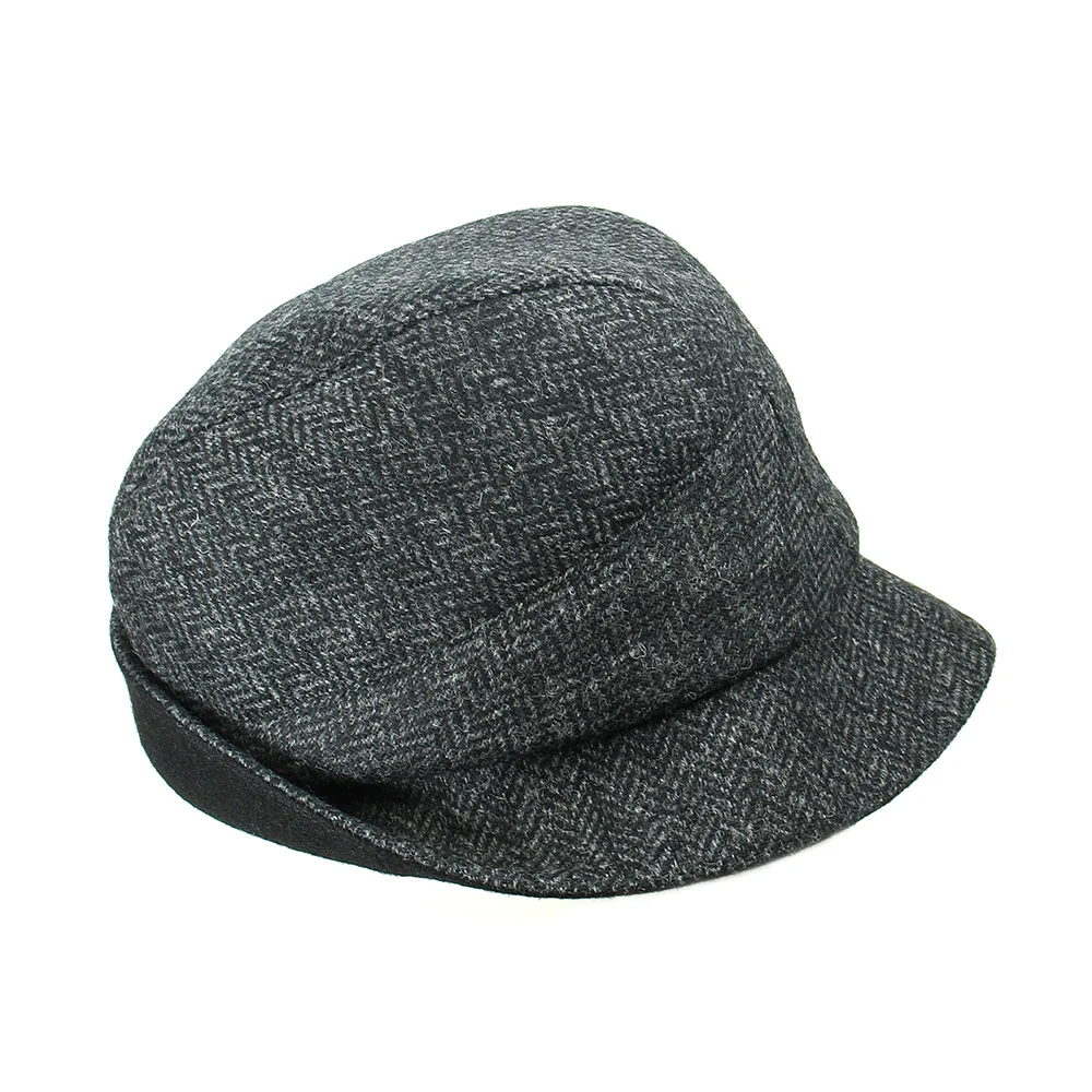 Tweed Men's Winter Trilby Hat - 'Denham' in Charcoal Herringbone - By Karen Henriksen