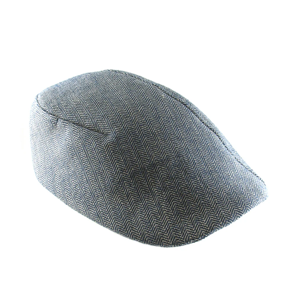 Organic Cotton Men's Flat Cap - 'Garvey' in Brick or Navy Herringbone - By Karen Henriksen