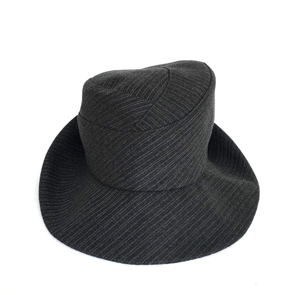 Wool Suiting Women's Fedora Hat in charcoal stripe by Karen Henriksen