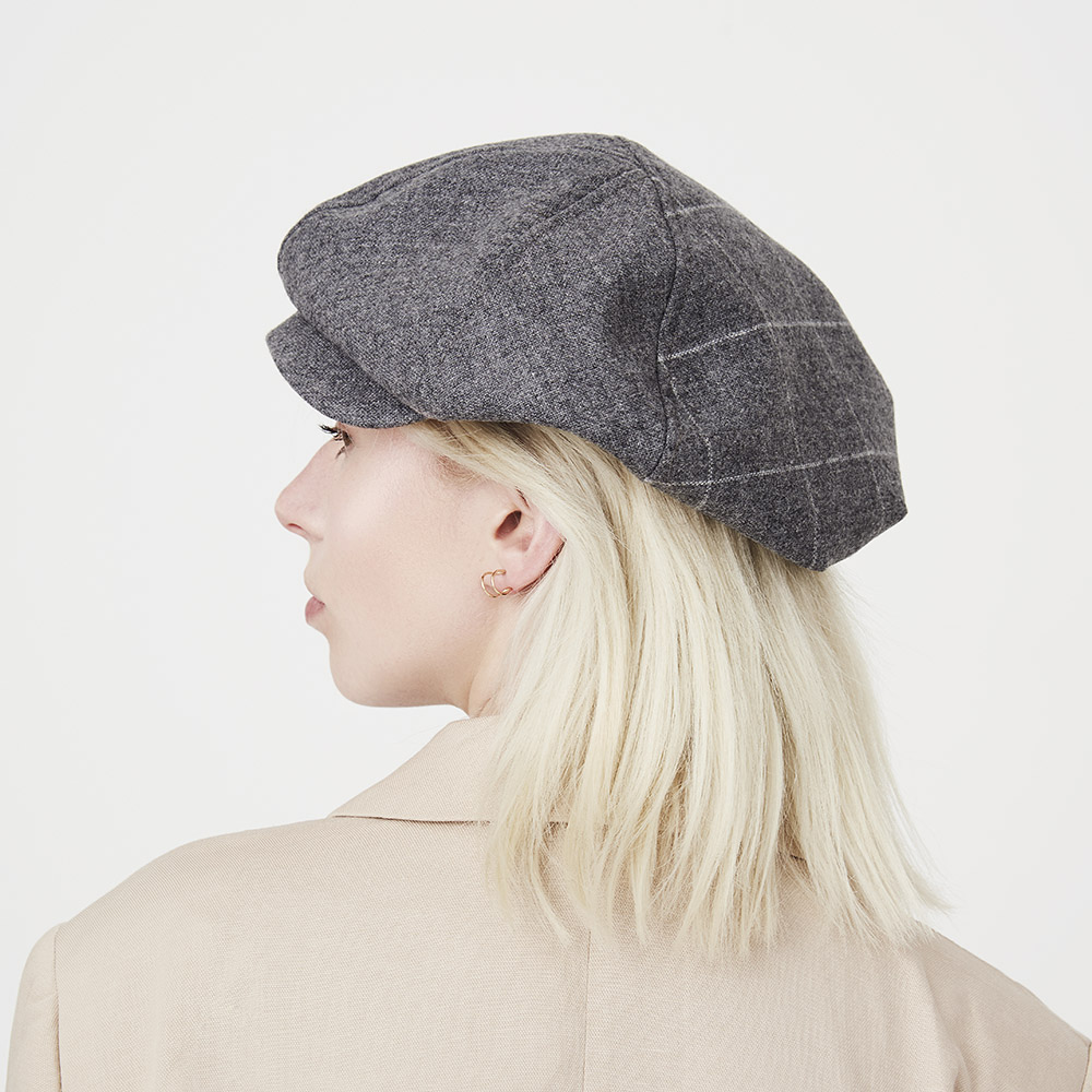 'PB' beret-cap in grey lambswool