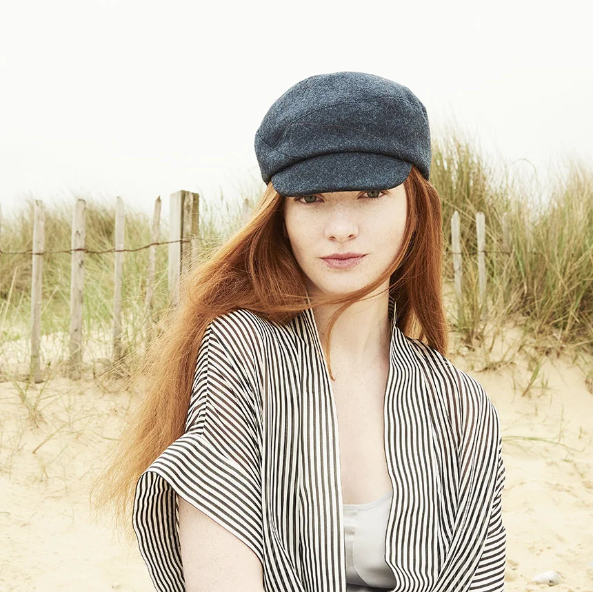 Women's Wool Tweed Peaked Cap - 'Blaize' in teal by Karen Henriksen