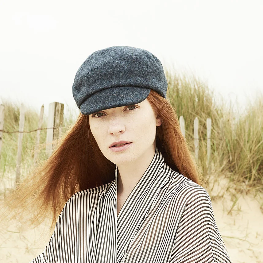 Women's Wool Tweed Peaked Cap - 'Blaize' in teal by Karen Henriksen