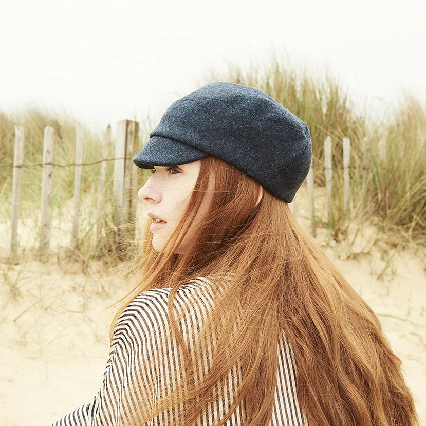Women's Wool Tweed Peaked Cap - 'Blaize' in teal by Karen Henriksen