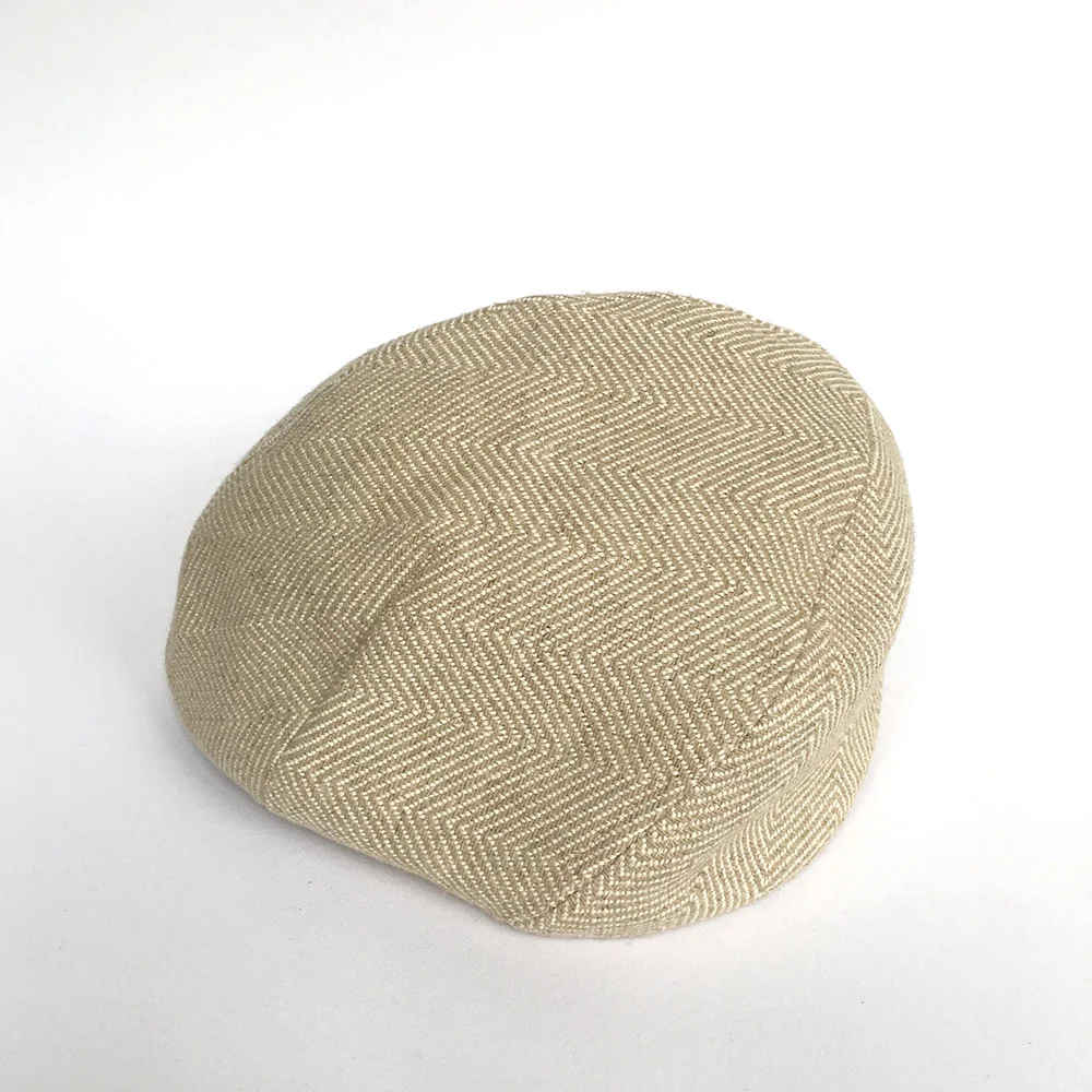 Women's Linen/Cotton Beret - 'Aimee' in natural herringbone by Karen Henriksen