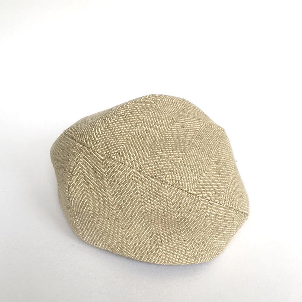 Women's Linen/Cotton Beret - 'Aimee' in natural herringbone by Karen Henriksen