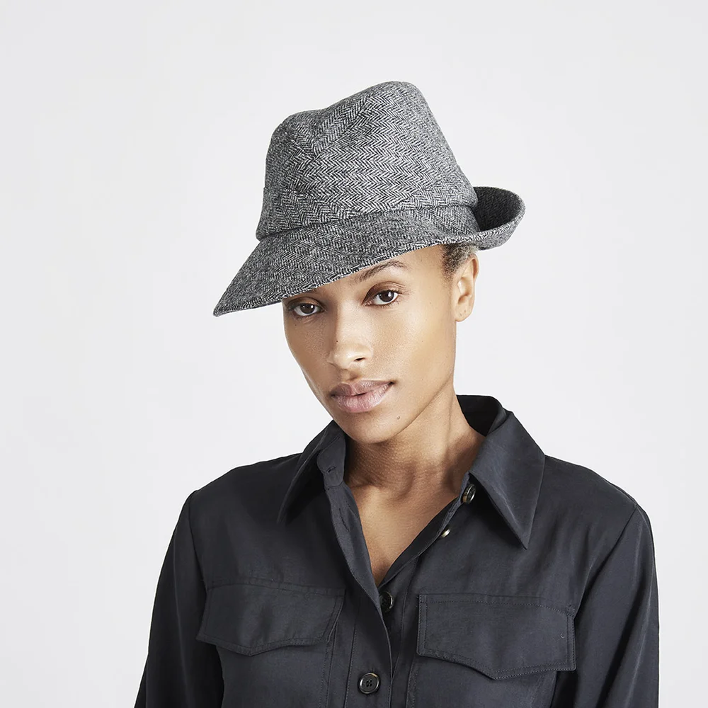 Shetland Wool Tweed Fedora Hat: 'Crawford' in grey herringbone — Karen  Henriksen