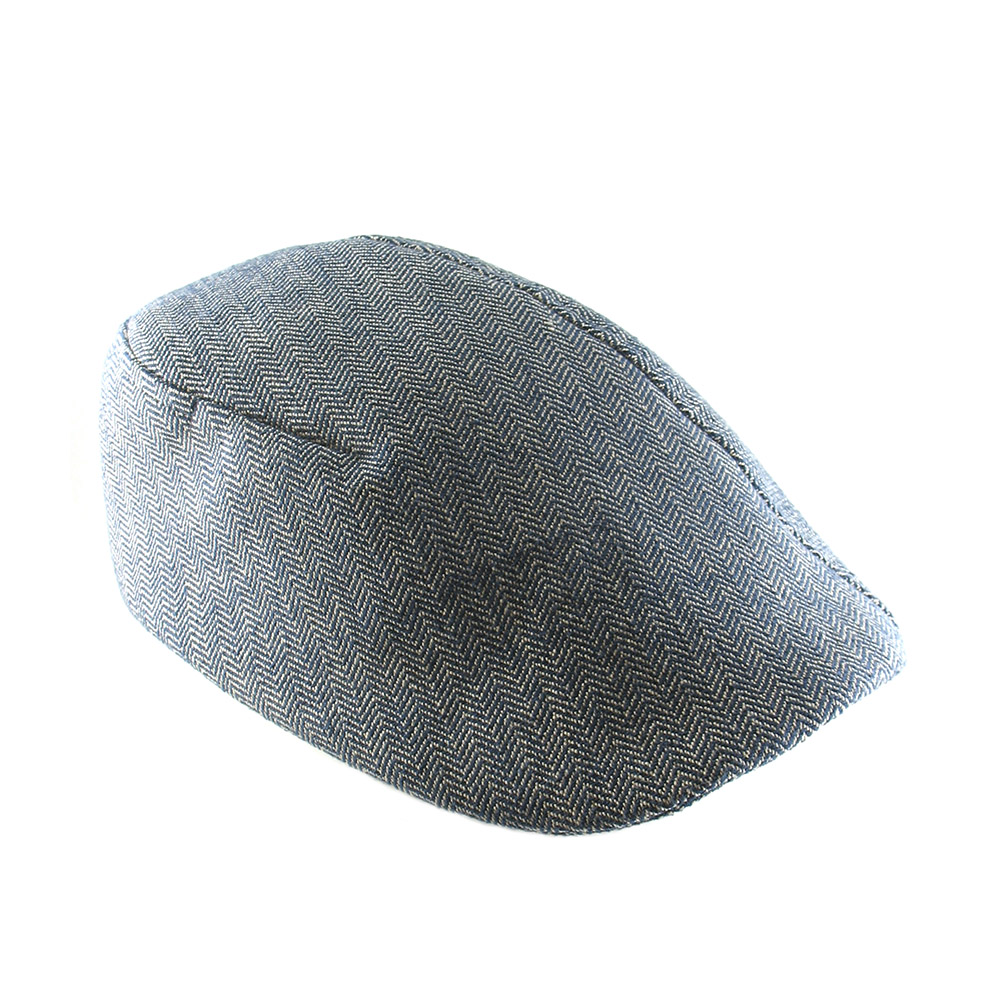Organic Cotton Flat Cap For Men - 'Garvey' In Blue Or Brick Herringbone