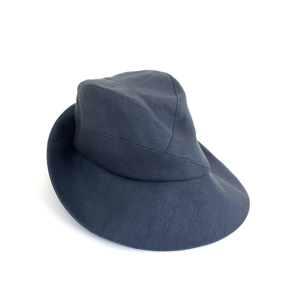 Women's Designer Fedora Hat - 'Crawford' In Blue Linen