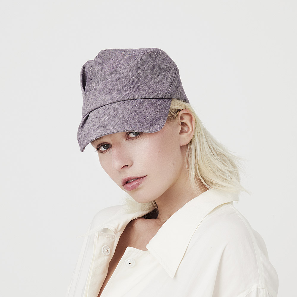 Women's Linen Designer Peaked Cap - 'Inge' In Violet-Fade