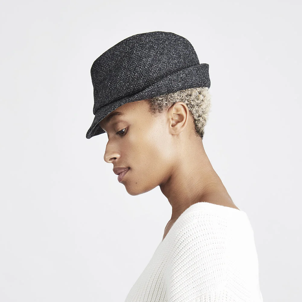 Sedley in charcoal herringbone tweed