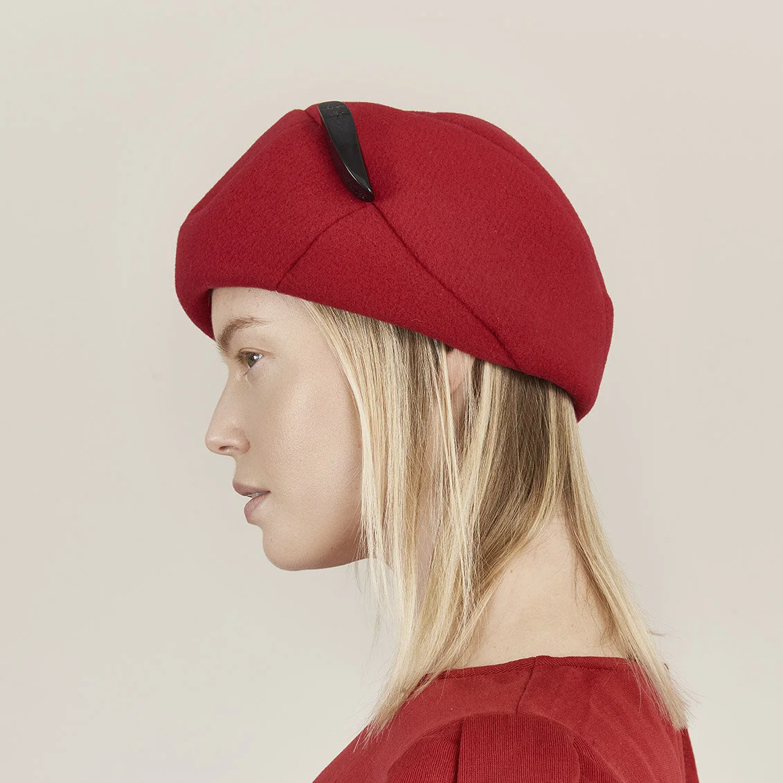 Duffle Wool Beret: 'Cassie' in red or 