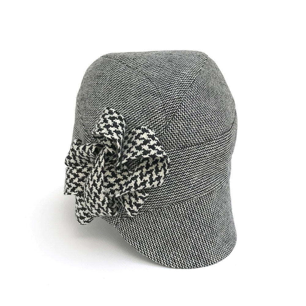 Wool Tweed Cloche-Cap: 'Kate' in black/white with vintage tape decoration —  Karen Henriksen