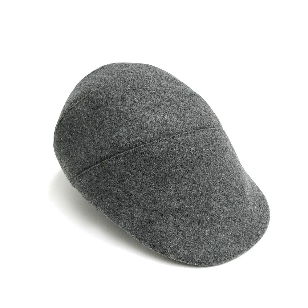 Wool Flannel Flat Cap: 'Gregory' in grey by Karen Henriksen