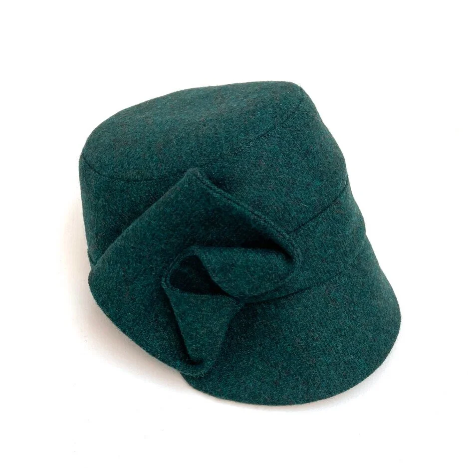 Wool Peaked Cap: 'Norah' in petrol 