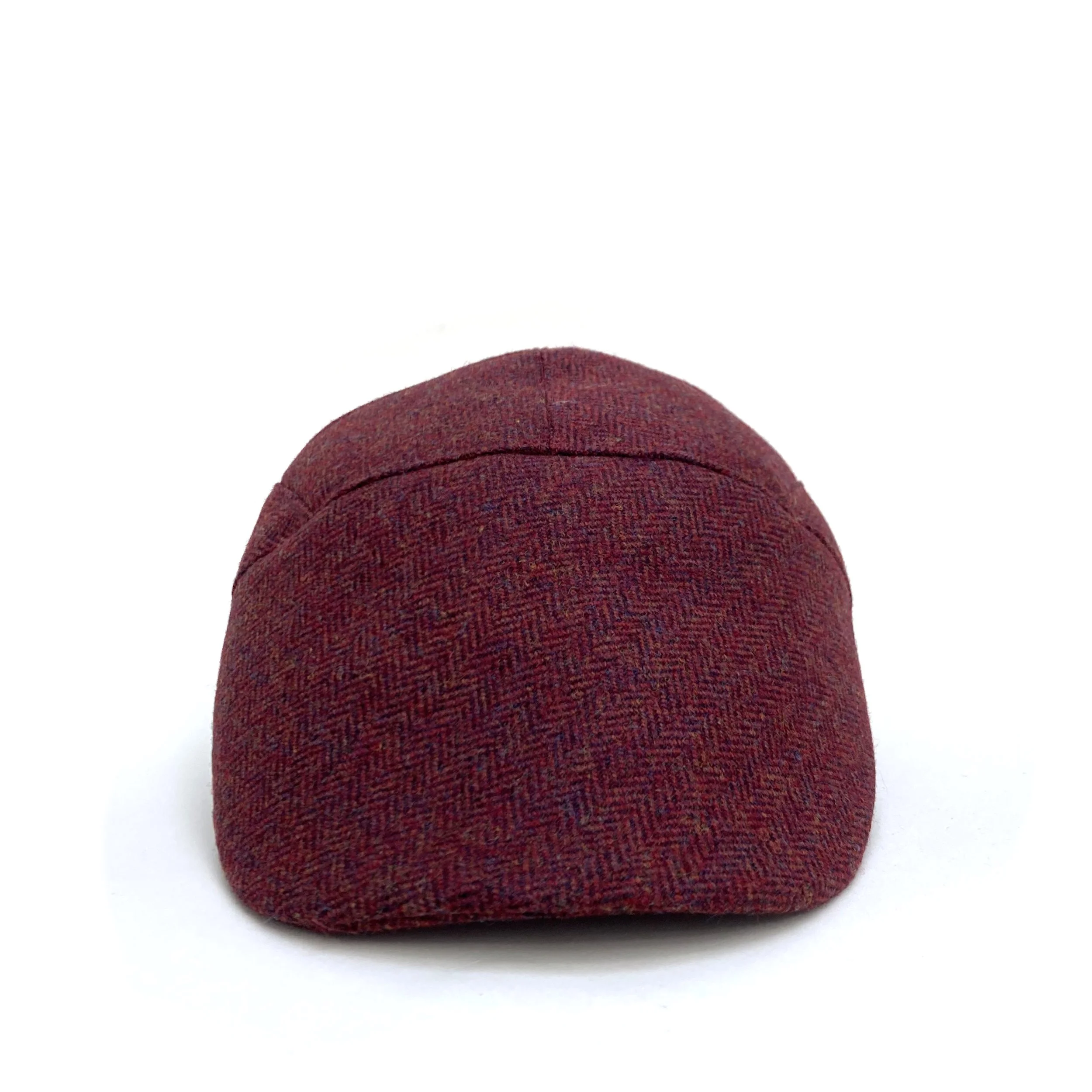 Wool Tweed Flat Cap by Karen Henriksen: 'Stamford' in red, front view
