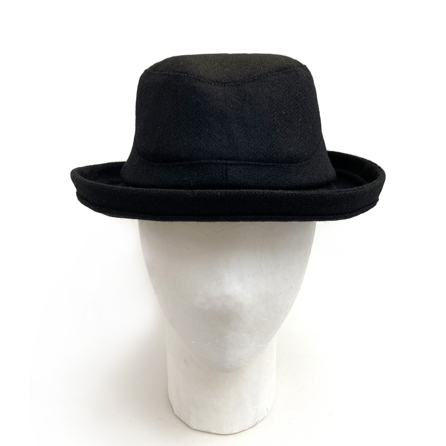 Wool Fedora style Hat: 'Edgar' in black herringbone — Karen Henriksen