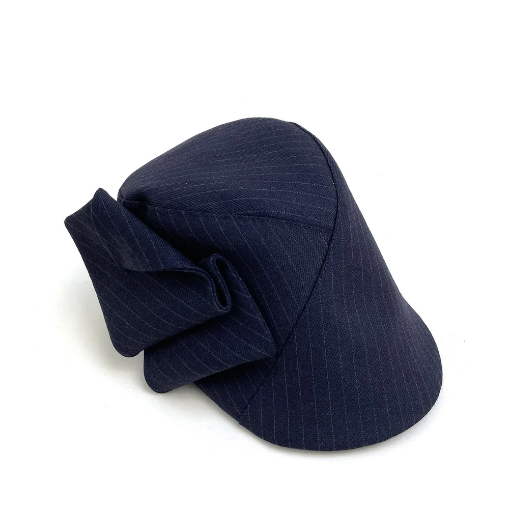 Pure Wool Flat Cap: 'Venice' in navy pinstripe — Karen Henriksen