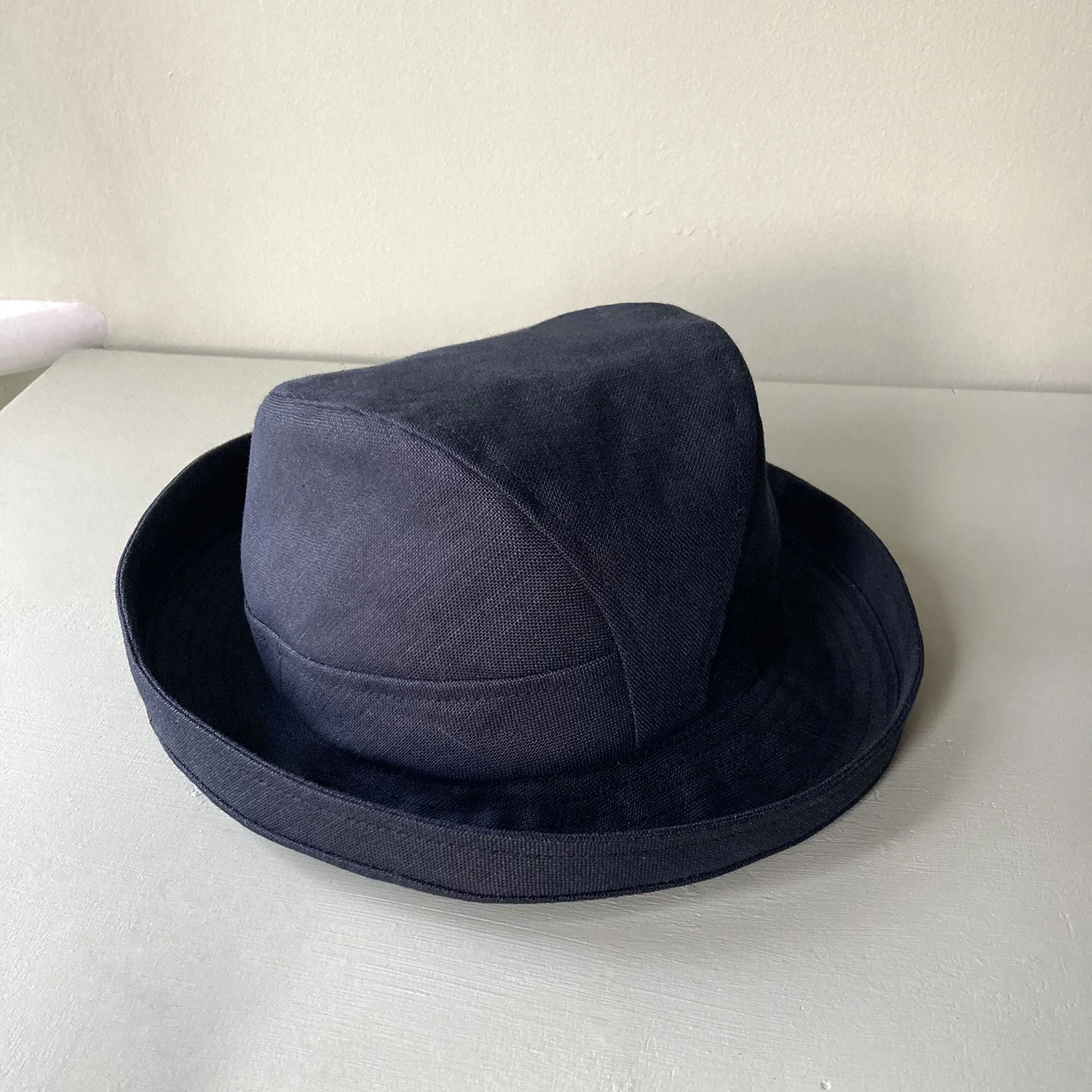 Linen unisex Fedora style Hat by Karen Henriksen: 'Dempsey' in midnight