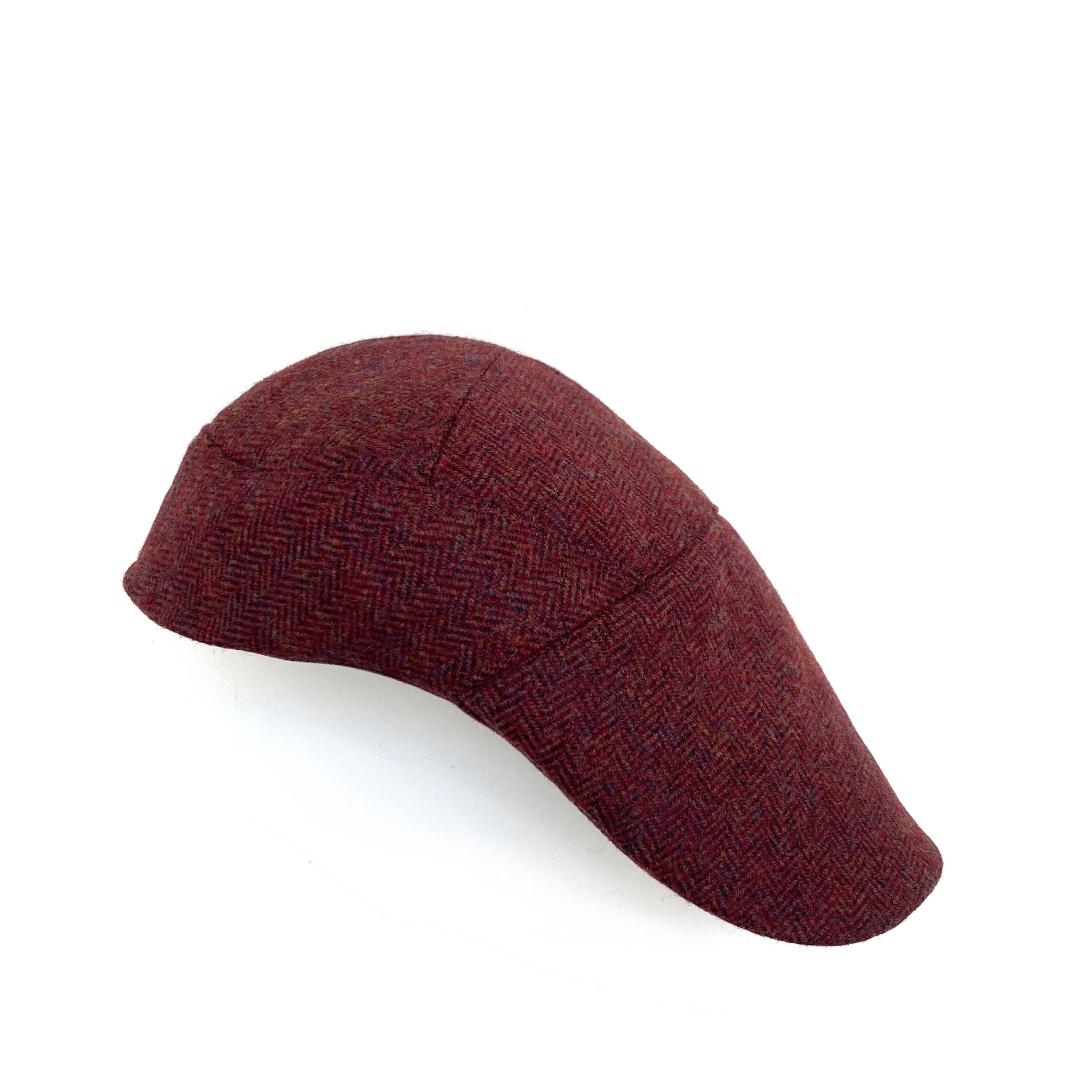 Wool Tweed Flat Cap by Karen Henriksen: 'Stamford' in red, from above