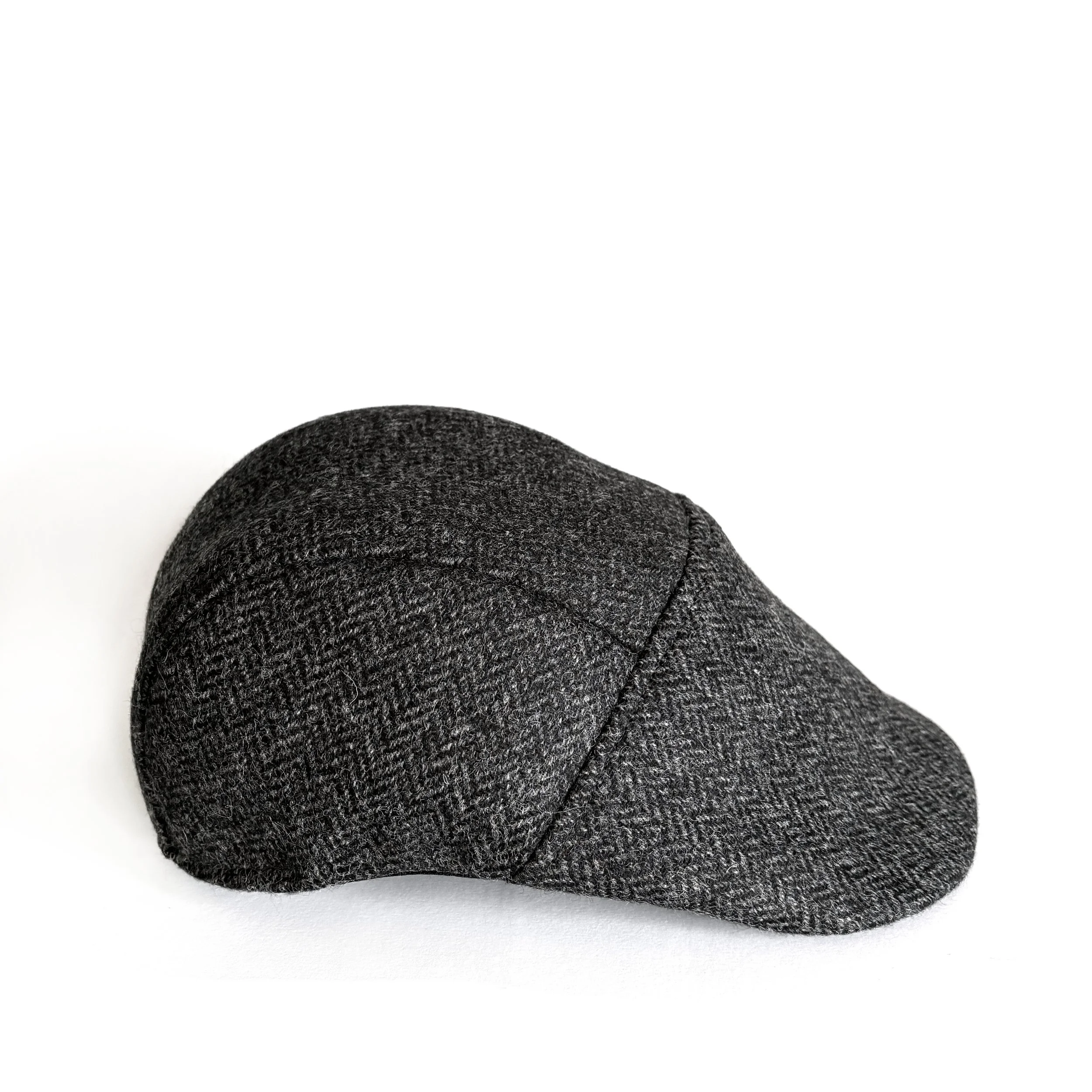 Shetland Wool Flat Cap by Karen Henriksen: 'Sutton' in charcoal herringbone