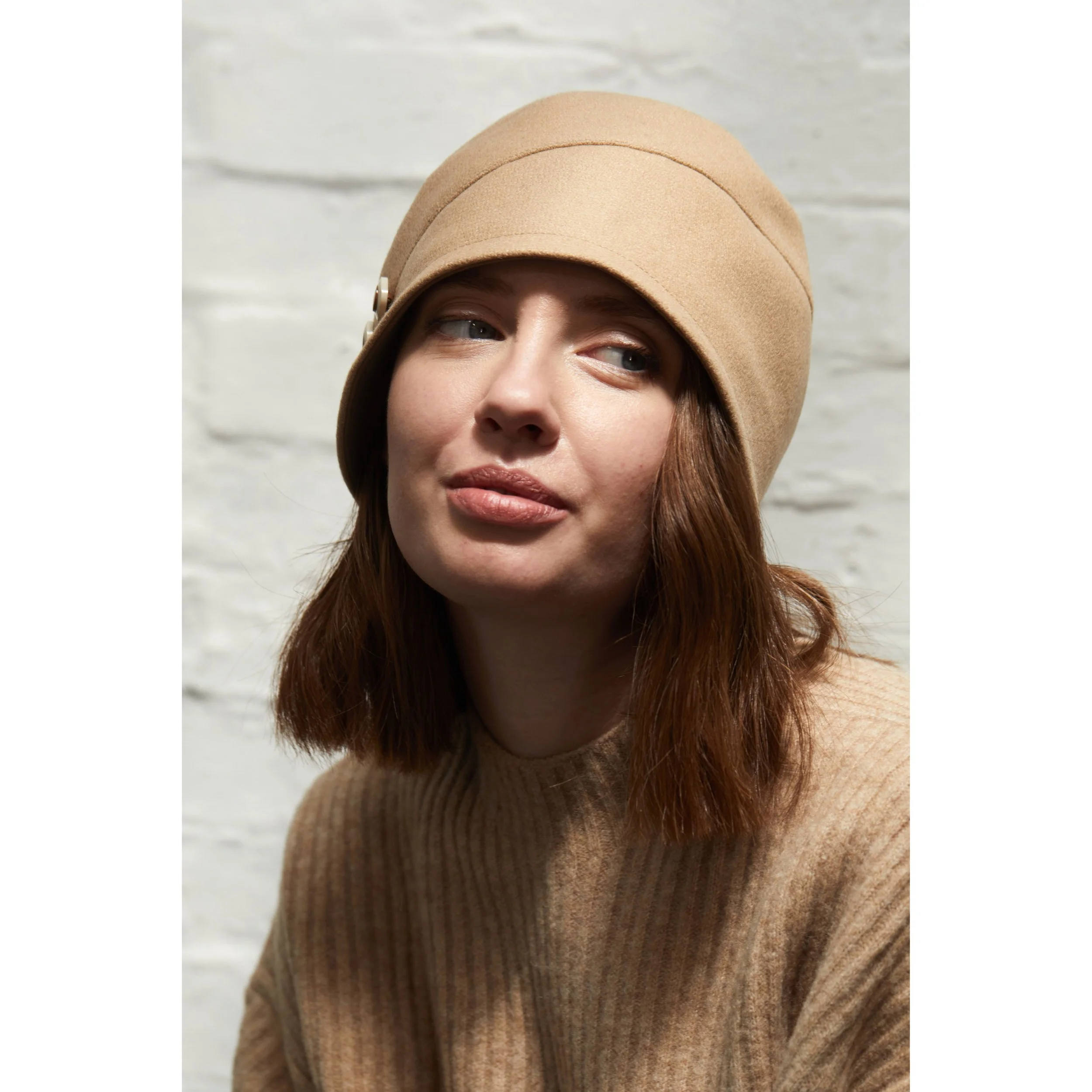 Pure Wool Cloche Hat by Karen Henriksen: 'Yvonne' in camel