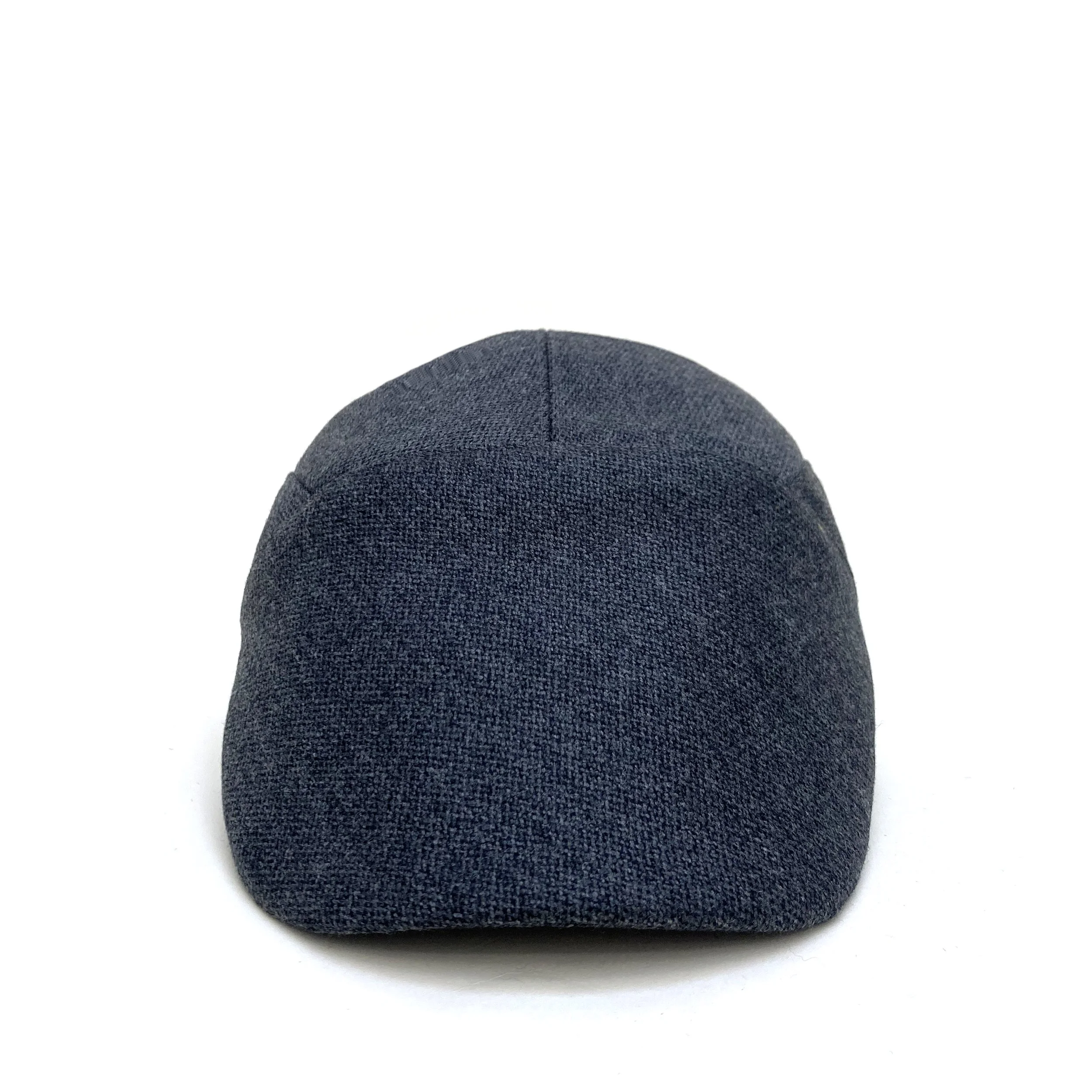 Wool Flat Cap by Karen Henriksen: 'Stamford' in grey, front view