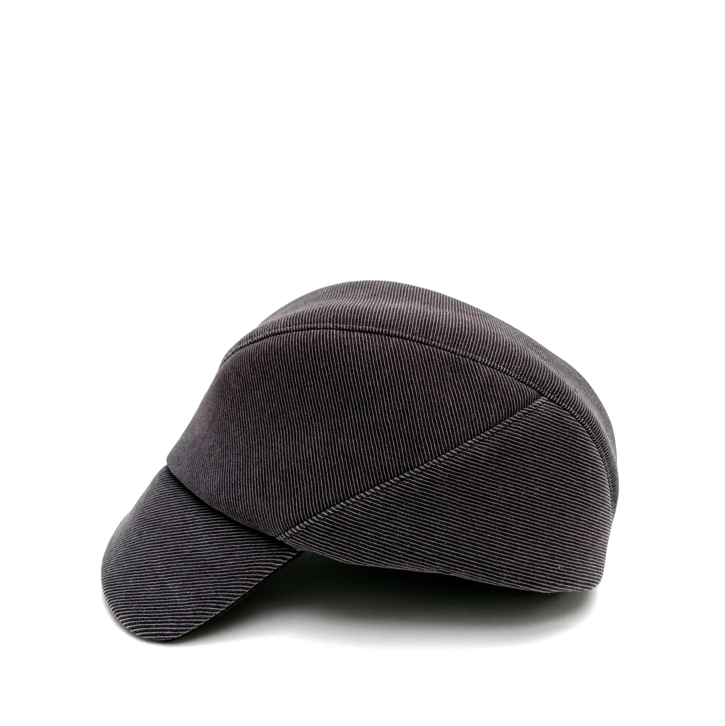 Men's Cotton Moleskin Peaked Cap by Karen Henriksen: 'Alonso' in brown/green twill