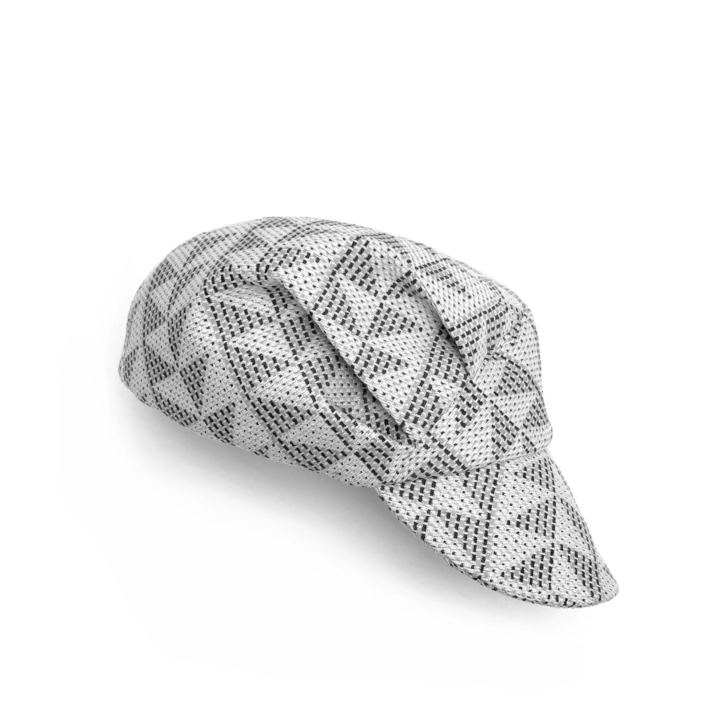 Lightweight Tweed Peaked Cap by Karen Henriksen: 'Lee' in black and ivory