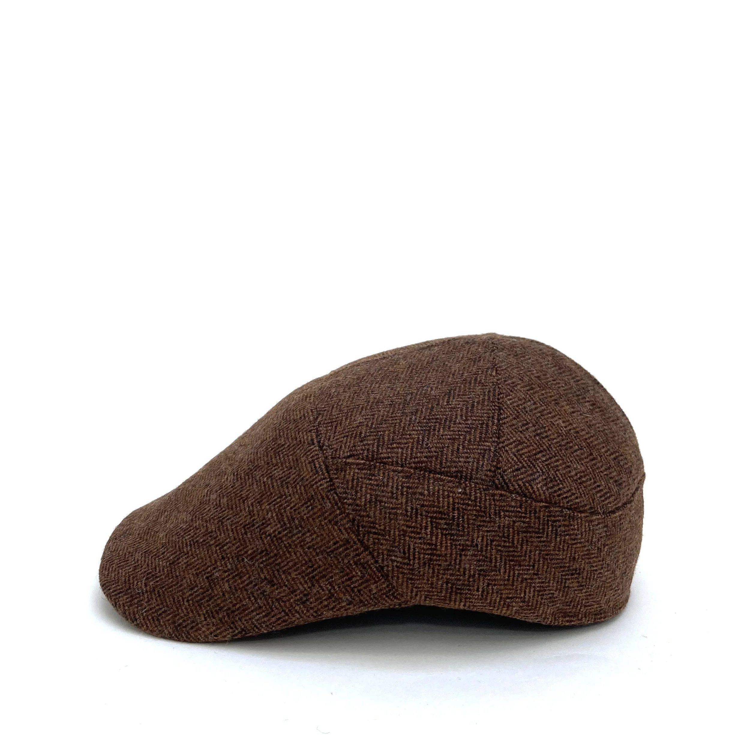 Wool Tweed Flat Cap by Karen Henriksen: 'Stamford' in bronze, side view