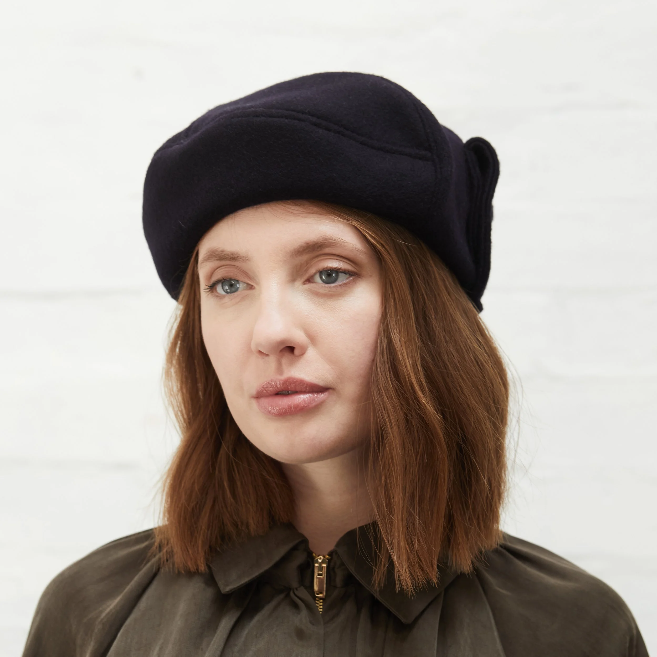 Wool/Cashmere Beret by Karen Henriksen: 'Maxine' in navy