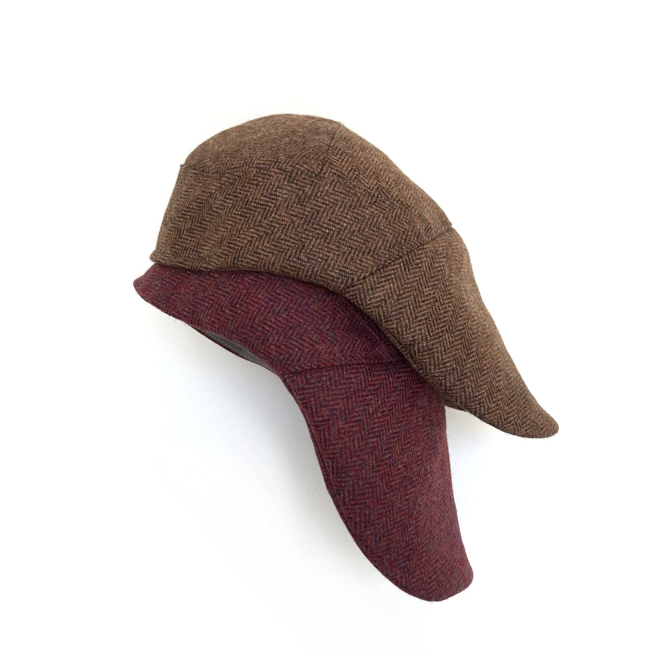 Wool Tweed Flat Cap by Karen Henriksen: 'Stamford' in red or bronze
