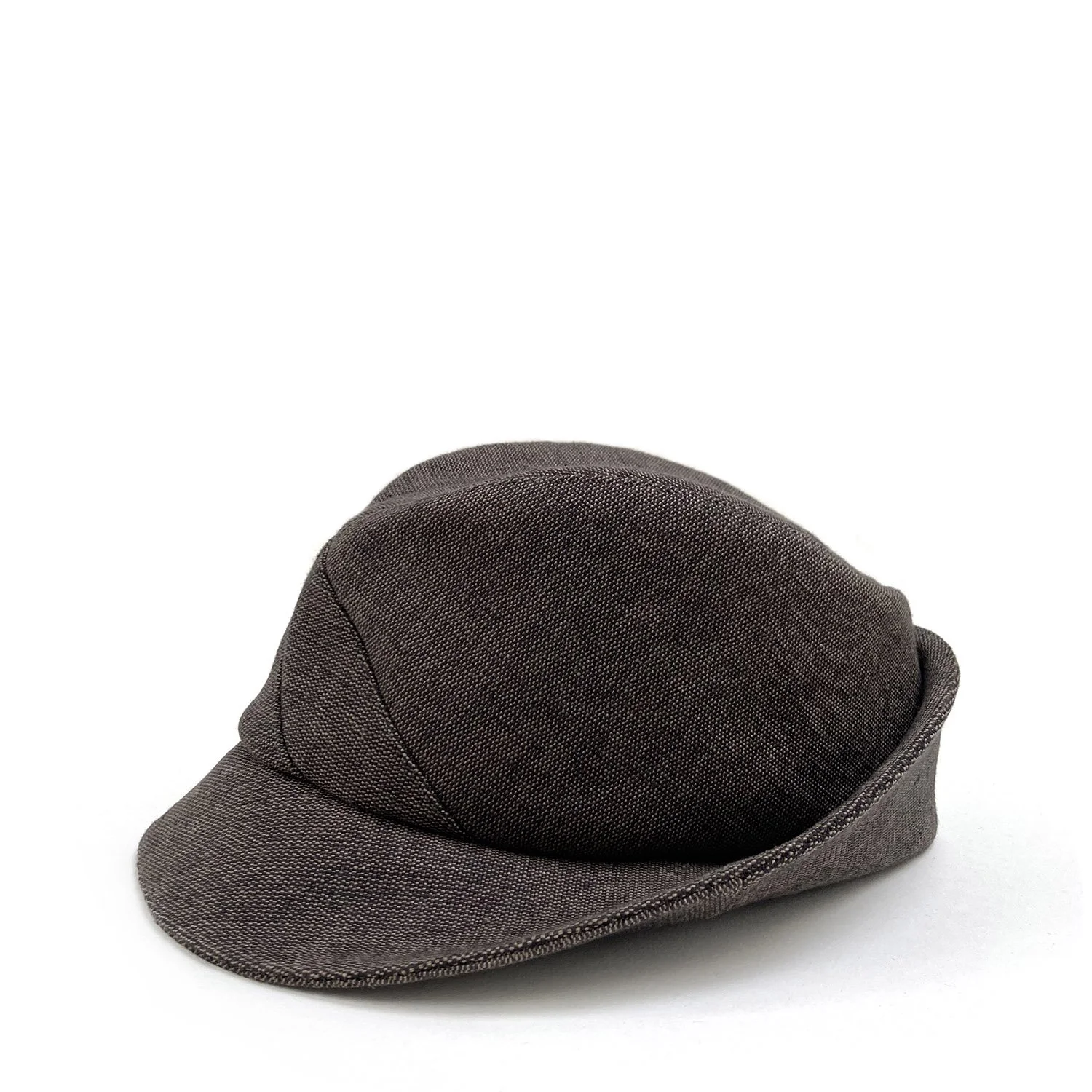 Organic Cotton Fedora Hat by Karen Henriksen: 'Broadwick' in brown 'Tex-weave', side view