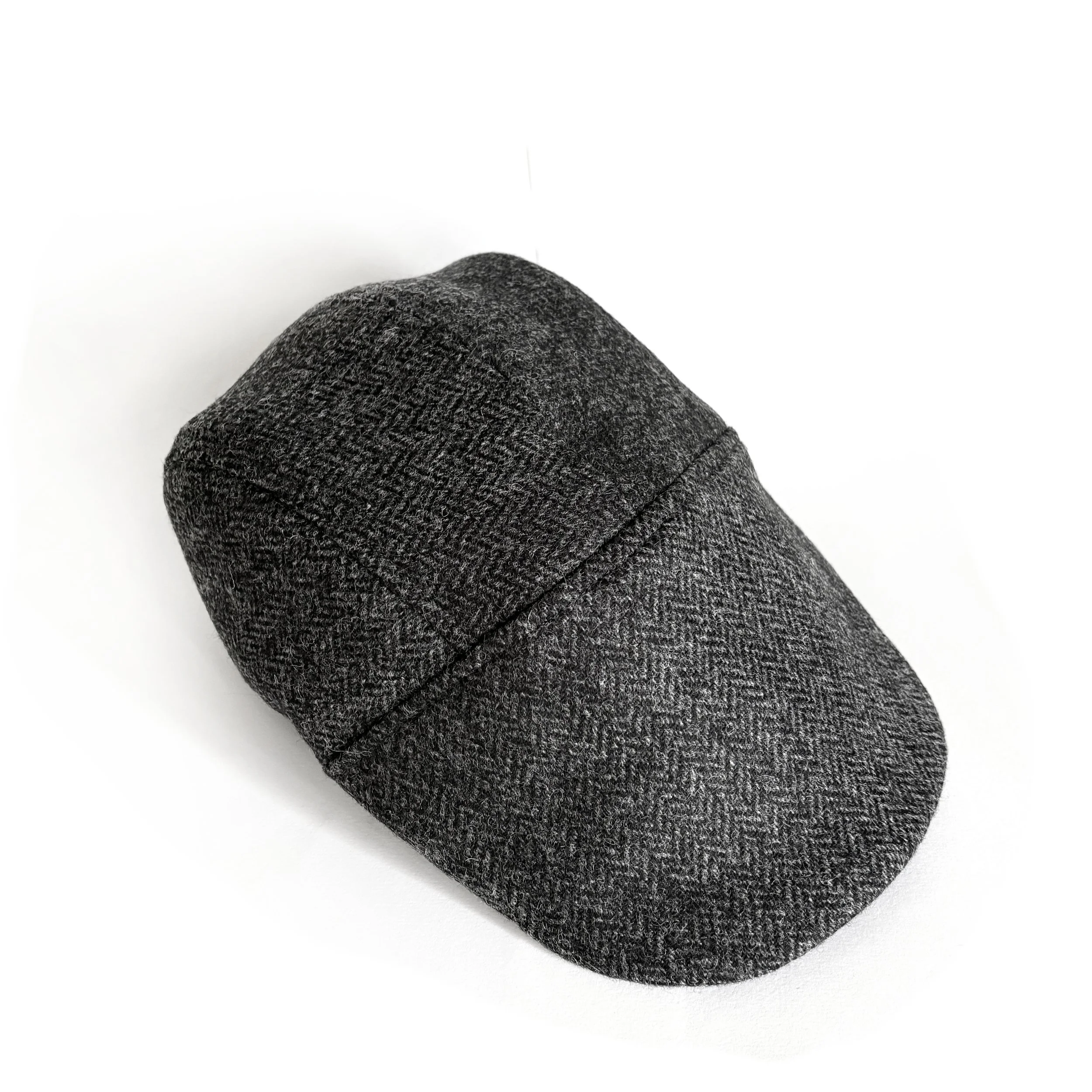 Shetland Wool Flat Cap by Karen Henriksen: 'Sutton' in charcoal herringbone