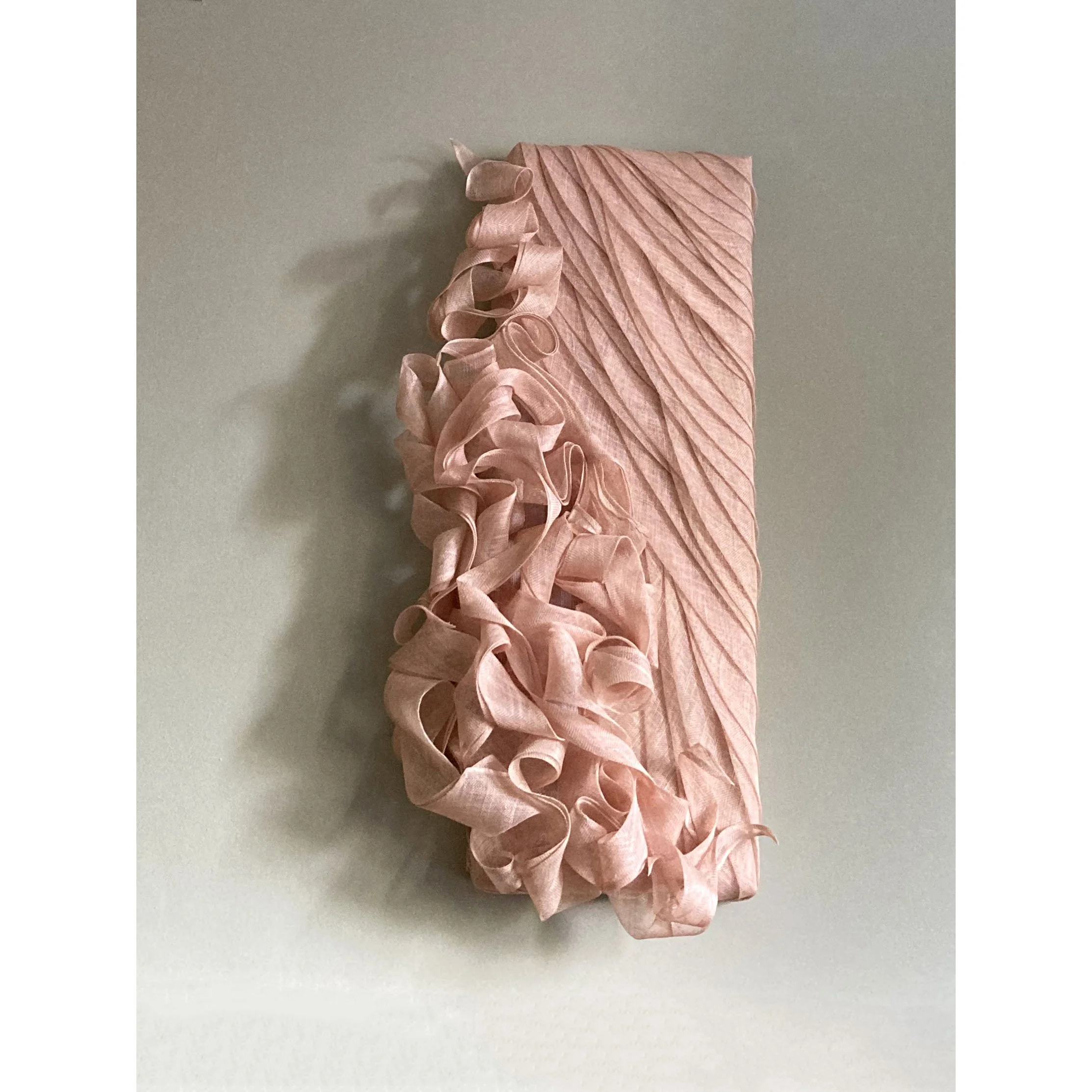 Handmade Wall Sculpture by Karen Henriksen: 'Abundance' No. 2 in pink abaca