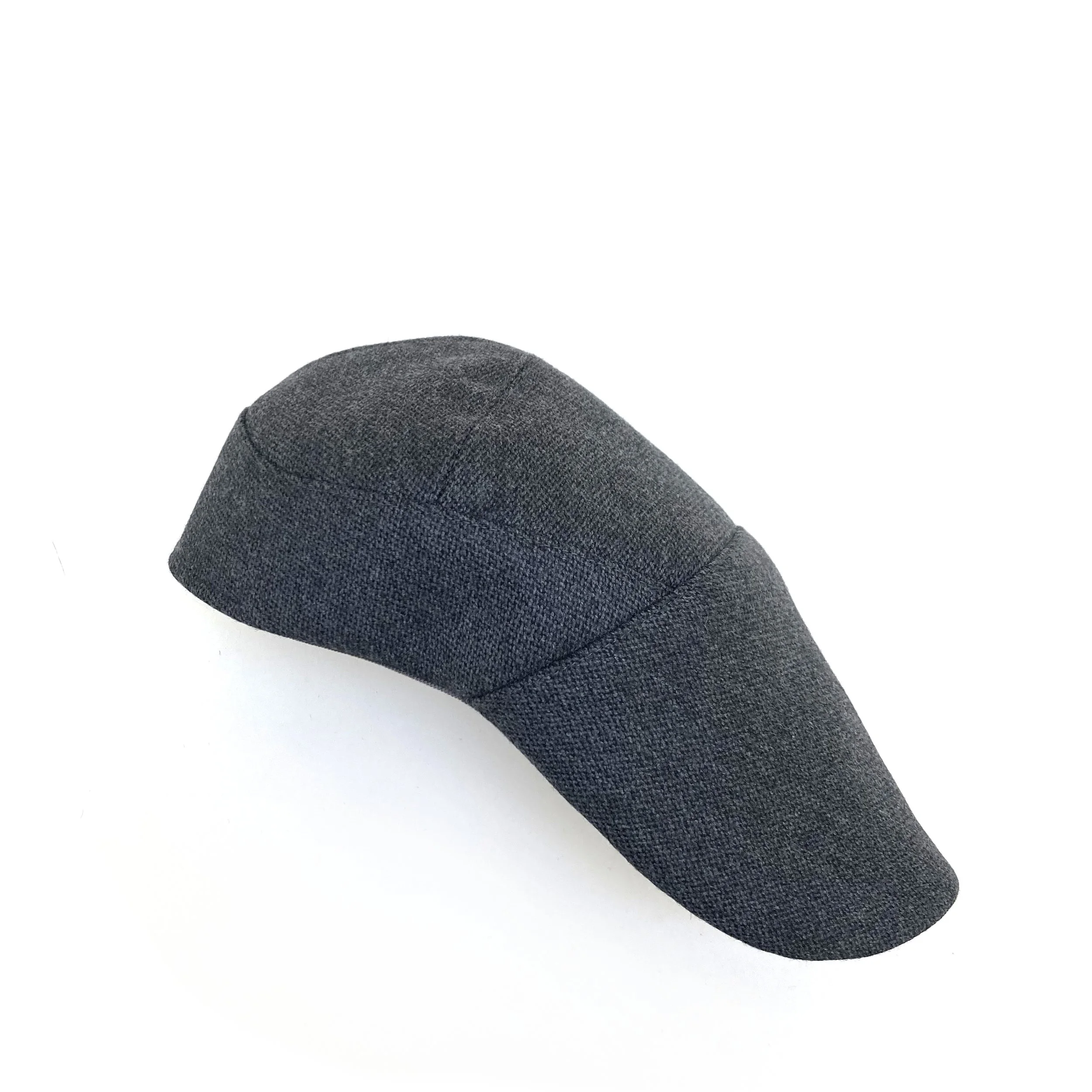 Wool Flat Cap by Karen Henriksen: 'Stamford' in grey, from above